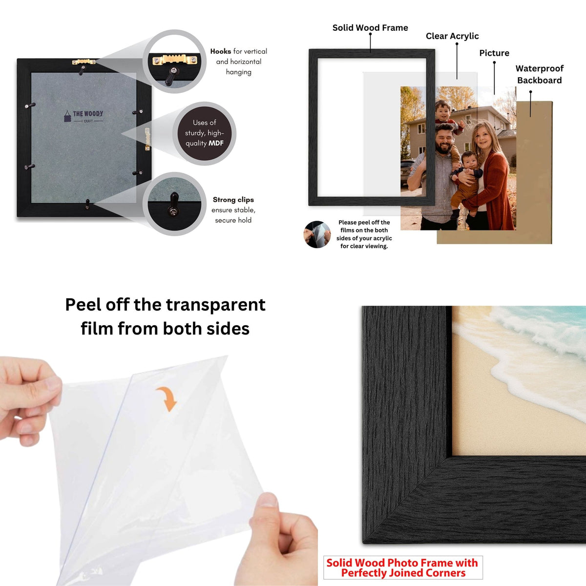 Premium Solid Wood Photo Frame for Wall | Wooden Picture Frame & Wall Decor
