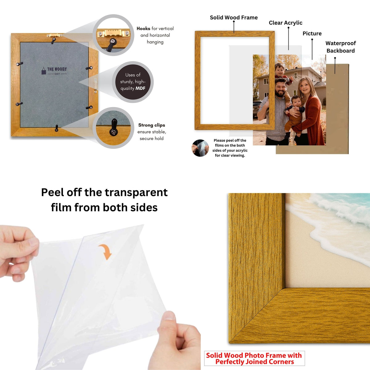 Premium Solid Wood Photo Frame for Wall | Wooden Picture Frame & Wall Decor